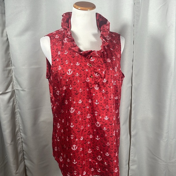 Talbots Red Anchor Print Skirt - Picture 1 of 5